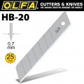 OLFA BLADES FOR H1 AND XH1 KNIFE 20 PER PACK 25MM